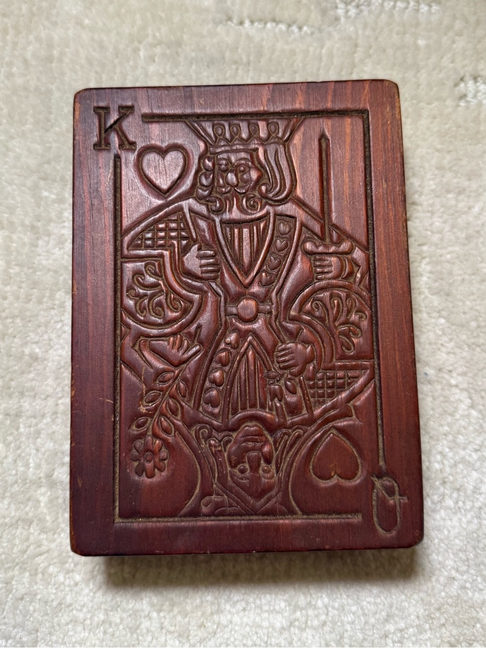 Vintage Wood Card Box and Piatnik Kaiser Playing Cards